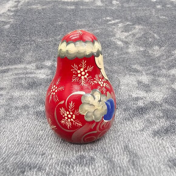Vintage Russian Roy Poly Santa figurine wood hand painted non nesting chime bell - Picture 4 of 12